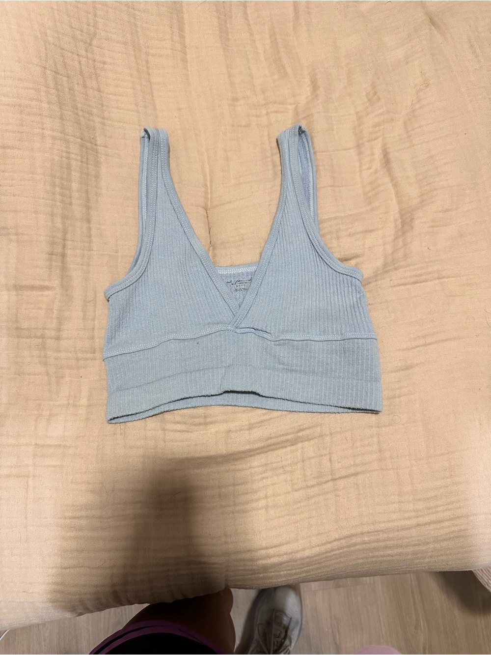 Urban Outfitters Pale Blue Ribbed Crop Tank